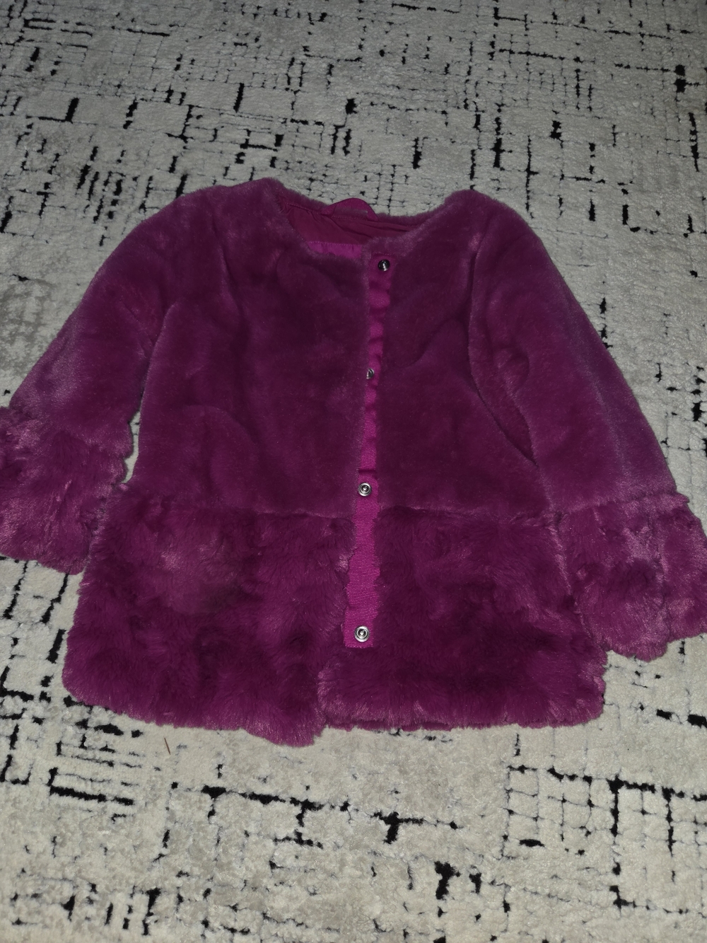 Girls' Plush Faux Fur Coat - Magenta
